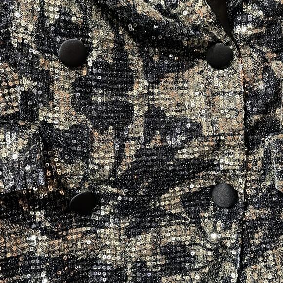 Rotate Birger Christensen Black Sequin Blazer Size 4 Retails $450 - Picture 5 of 9